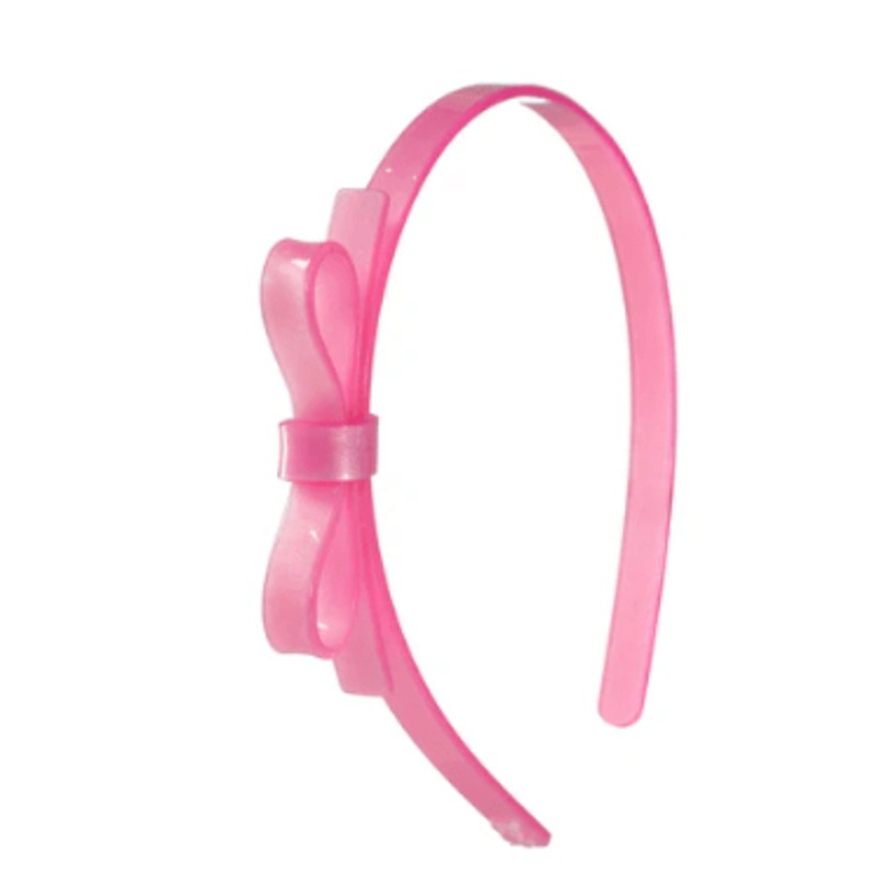 Thin Bow Pink Satin Headband