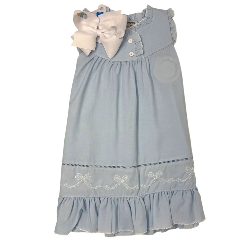 Blue Embroidered Shadow Stitch Bows Gown