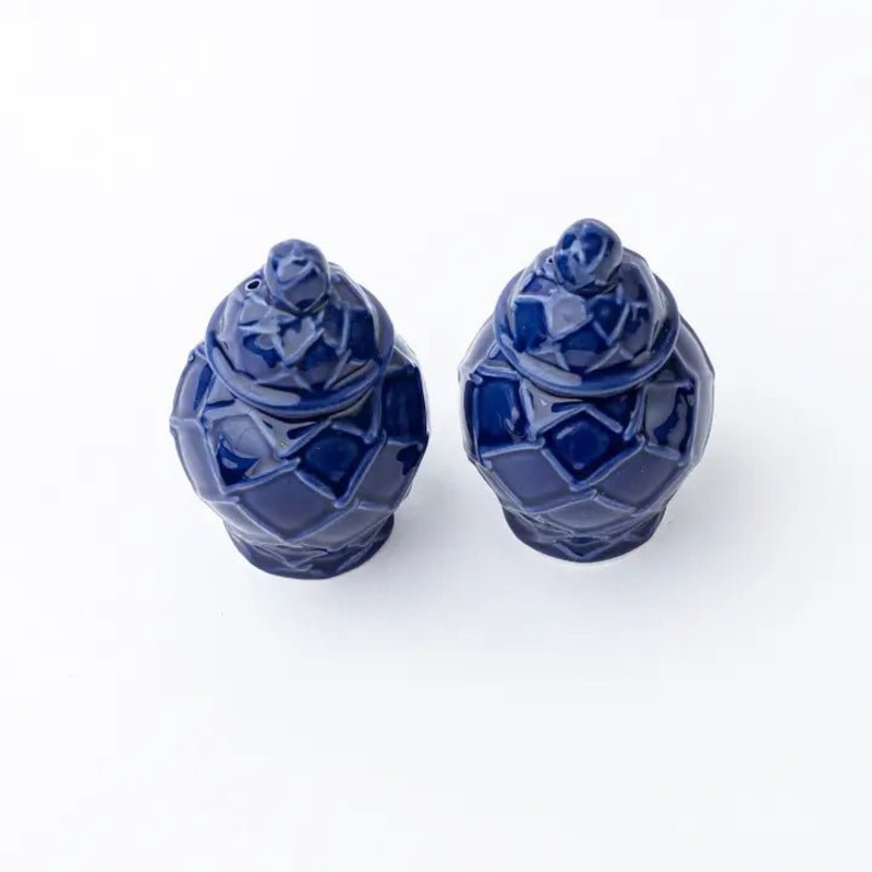 Boxed Salt & Pepper Set – Textured Ginger Jar Navy