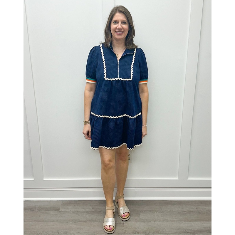 Brooks Ricrac Dress –  Navy
