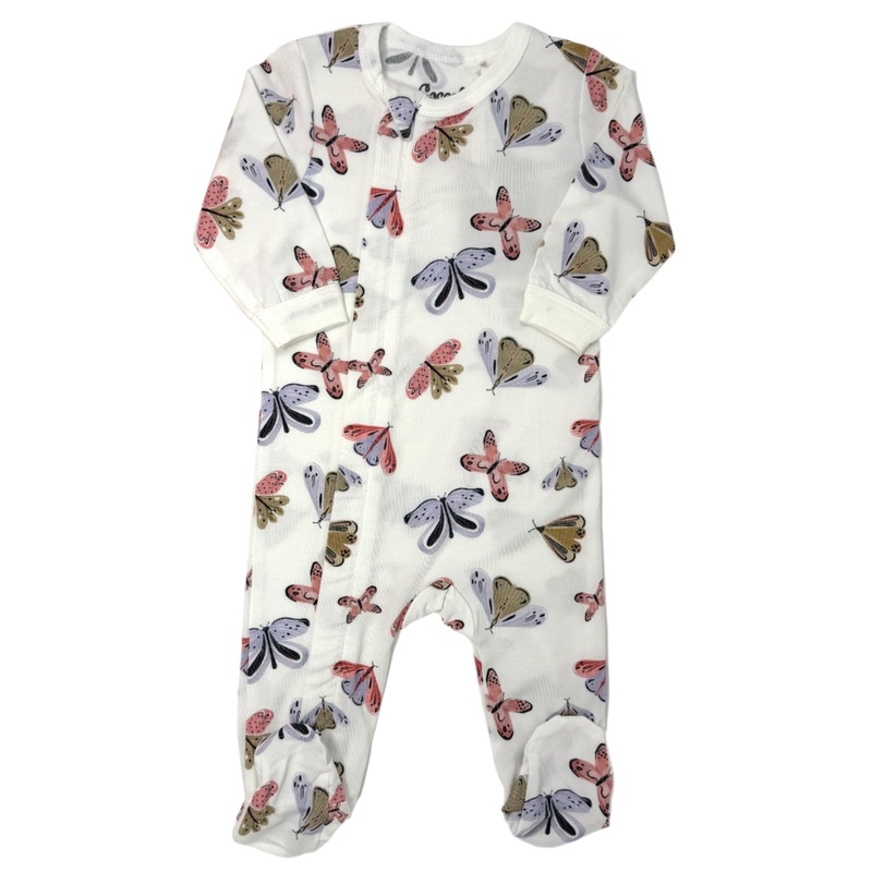 Butterflies Cotton-Modal Zipper Footie