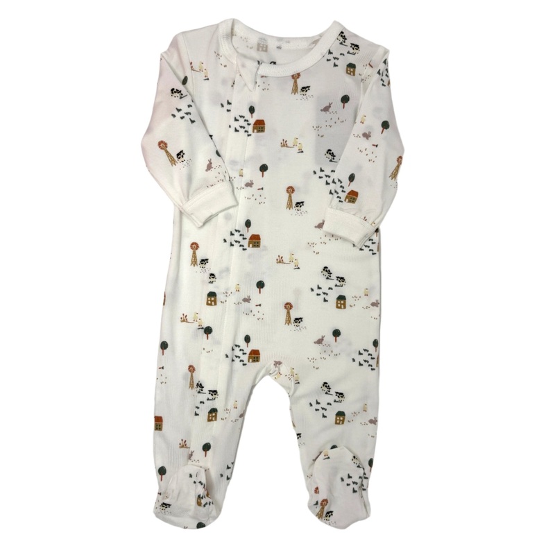 Farm Animals Cotton-Modal Zipper Footie