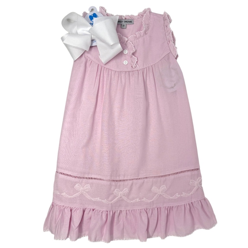 Pink Embroidered Shadow Stitch Bows Gown