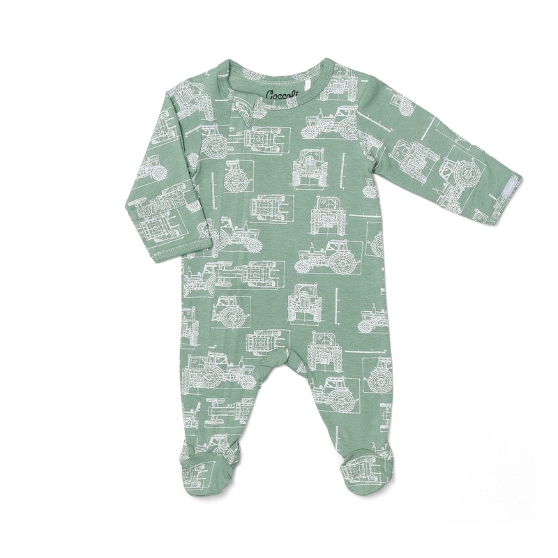 Tractors Cotton-Modal Zipper Footie