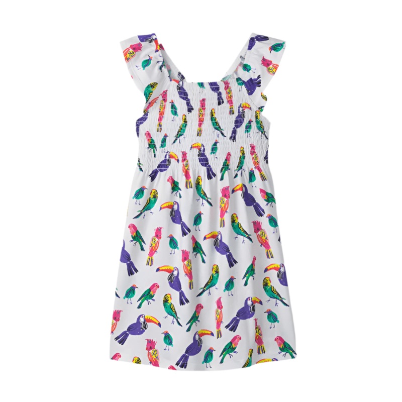 Tropical Birds Smocked Dress