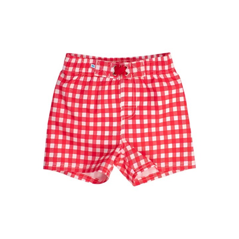 Vintage Red Gingham Swim Trunks