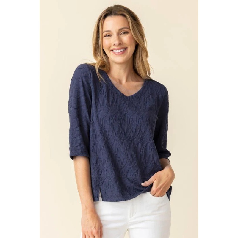 Cascade Cotton Elbow Sleeve Tee – Navy
