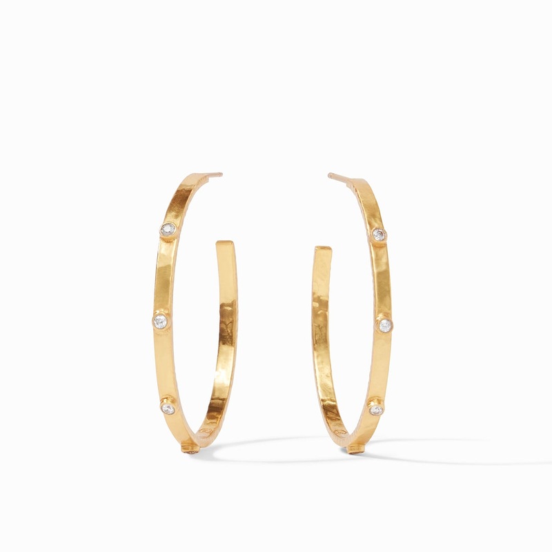 Crescent Stone Hoop Gold Cubic Zirconia – Large