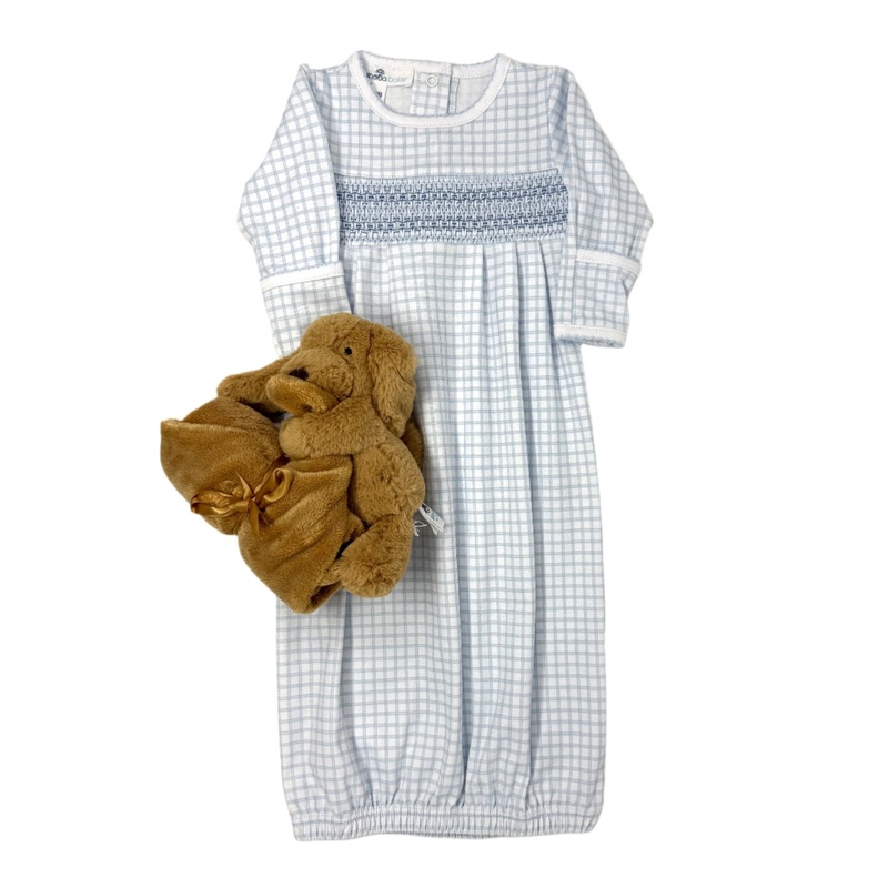 Light Blue Peek-a-Boo Wishes Smocked Pleated Gown