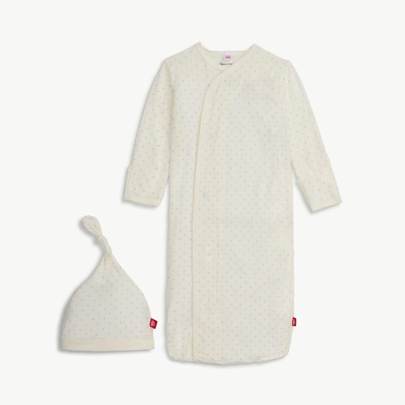 Pin Dot Cream Gown + Hat Set