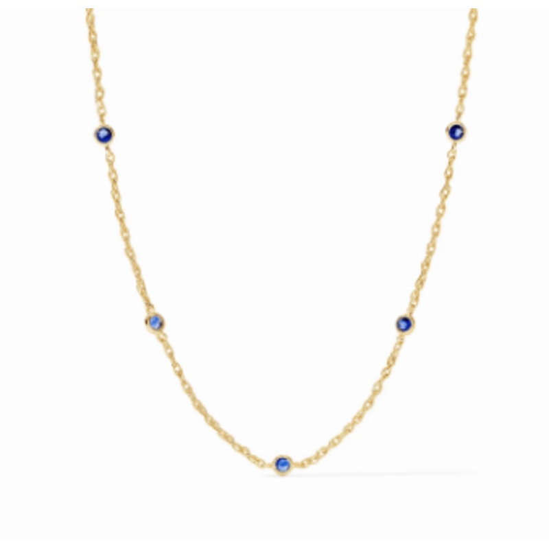 Celeste Delicate Station Necklace – Sapphire Blue
