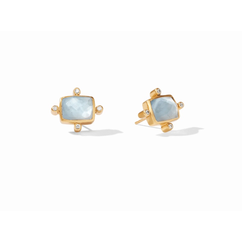 Clara Stud – Iridescent Chalcedony Blue