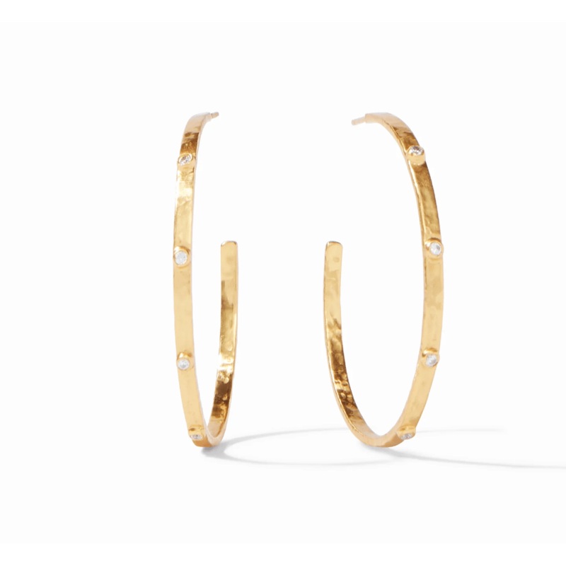 Crescent Stone Hoop Gold Cubic Zirconia – Extra Large