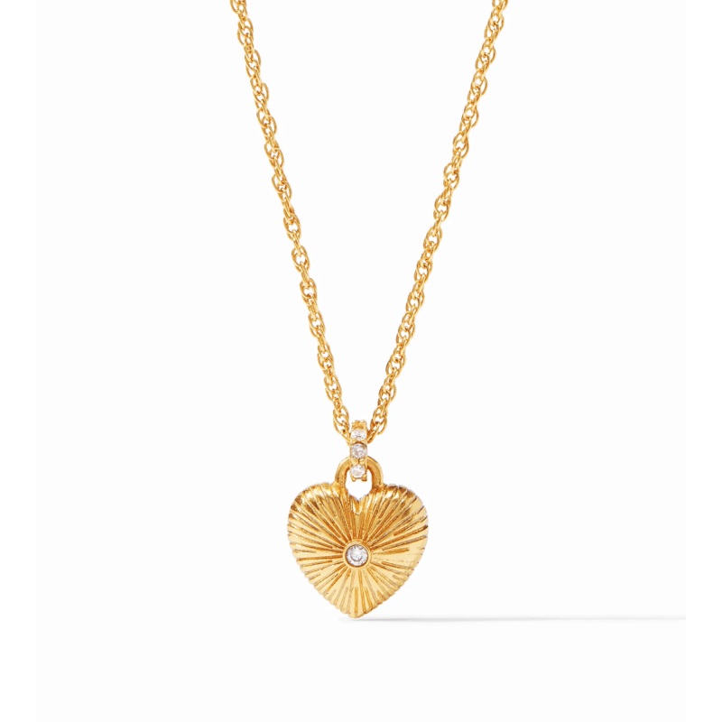 Esme Heart Solitaire Necklace Gold Cubic Zirconia