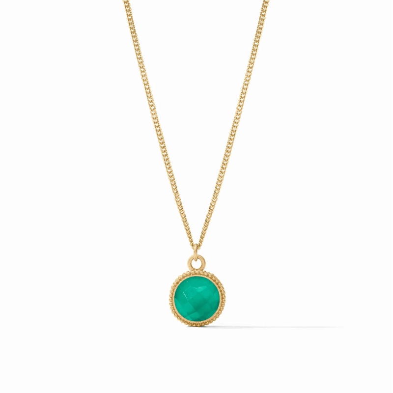 Fleur De Lis Solitaire Necklace – Iridescent Emerald Green