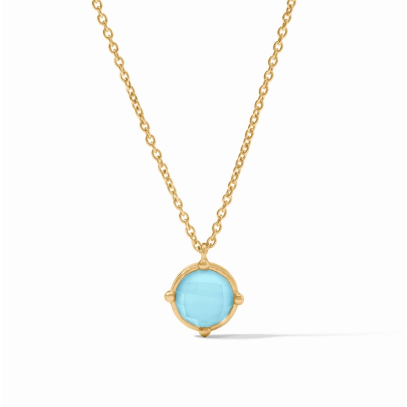 Honeybee Solitaire Necklace – Iridescent Capri Blue