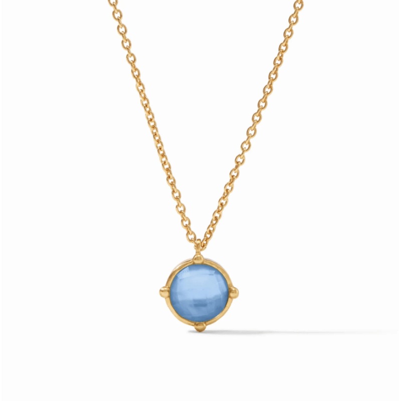 Honeybee Solitaire Necklace – Iridescent Chalcedony Blue