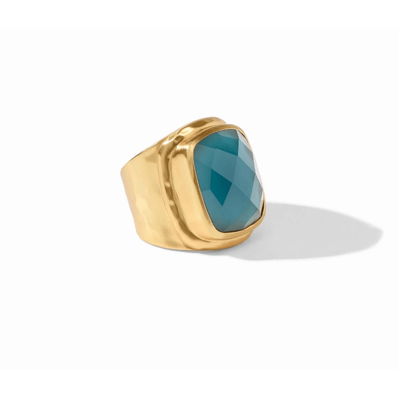 Tudor Statement Ring – Iridescent Peacock Blue – 7