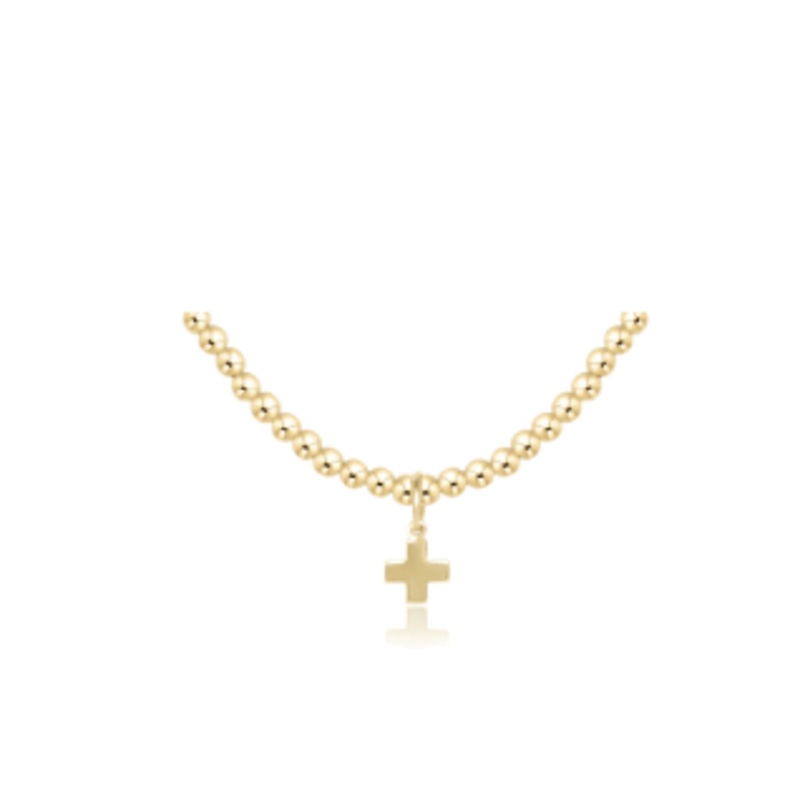 15 Choker Classic Gold 3mm Bead – Signature Cross Gold Charm