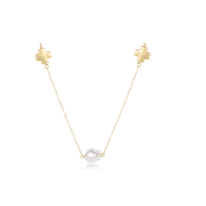 15 Choker Signature Cross Admire Simplicity Chain Gold – Pearl
