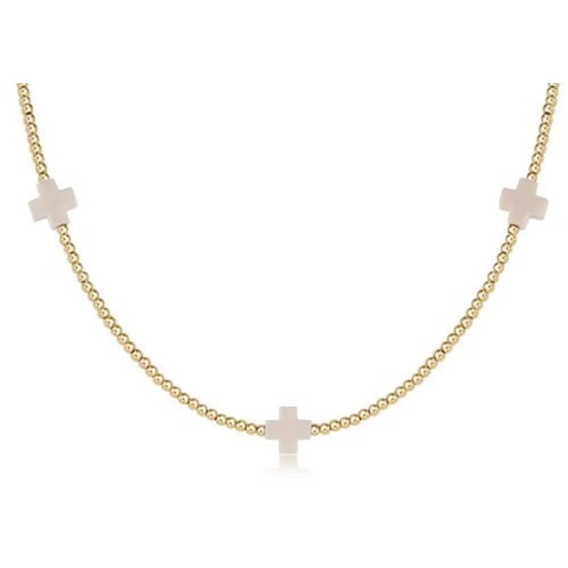 15 Choker Signature Cross Gold Pattern 2mm Bead – Signature Cross Gold