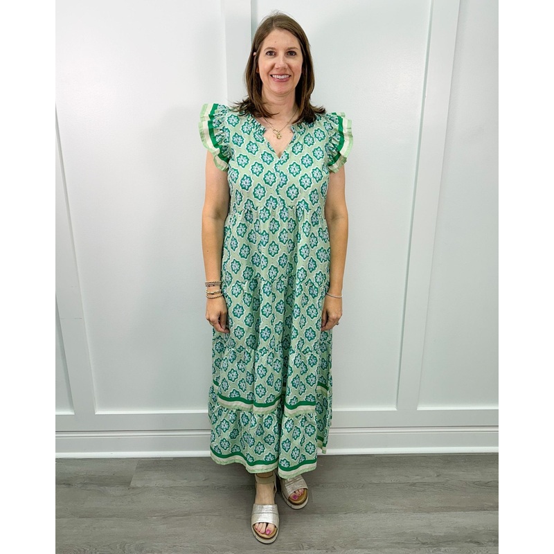 Chapman Maxi Dress – Green Geo