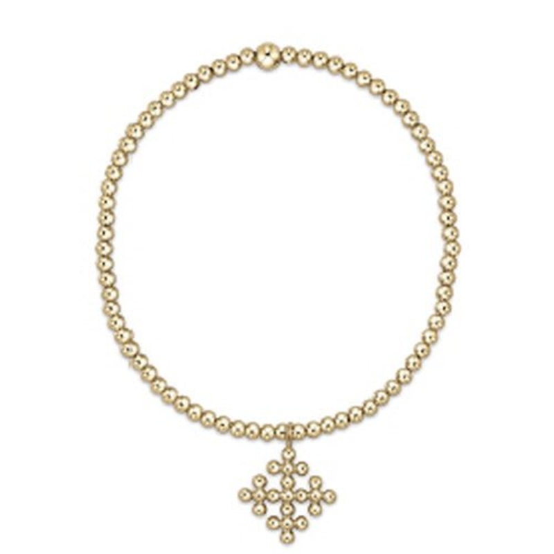 Classic Gold 2.5mm Bead Bracelet – Classic Beaded Signature Cross Encompass Gold Charm