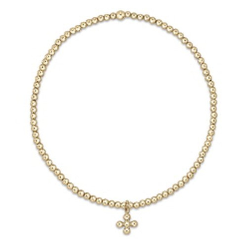 Classic Gold 2mm Bead Bracelet – Classic Beaded Signature Cross Small Gold Charm