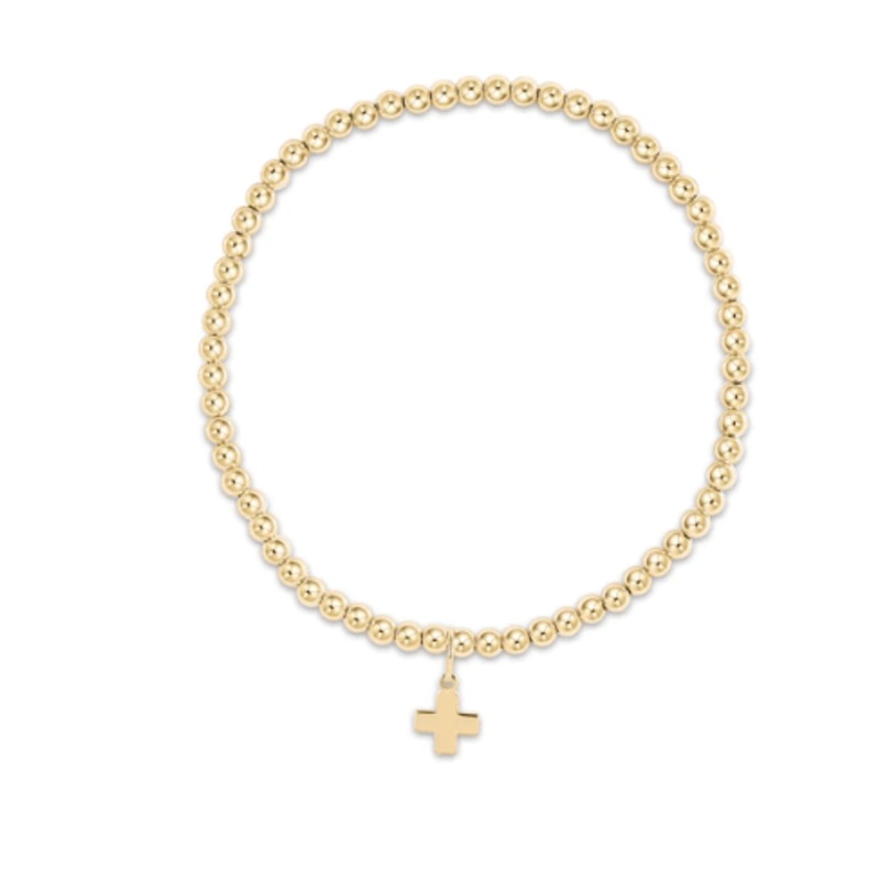 Classic Gold 3mm Bead Bracelet – Signature Cross Gold Charm