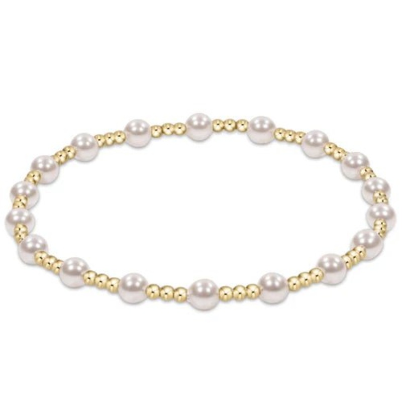 Classic Gold Sincerity Pattern 4mm Bead Bracelet – Pearl