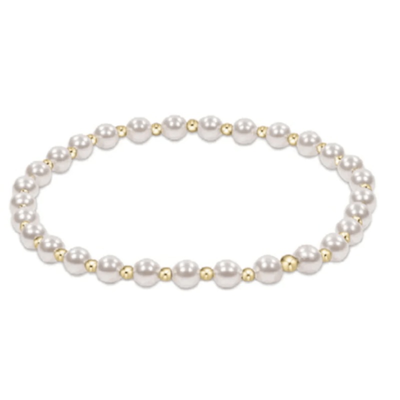 Classic Grateful Pattern 4mm Bead Bracelet – Pearl
