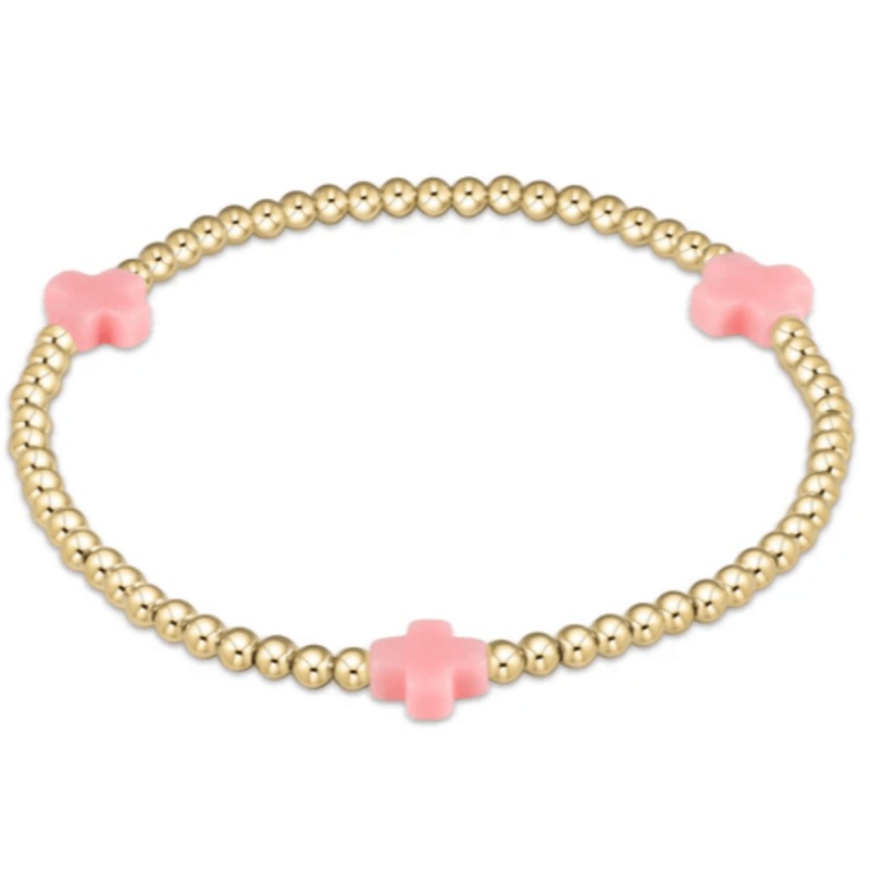 egirl Signature Cross 3mm Bead Bracelet – Pink