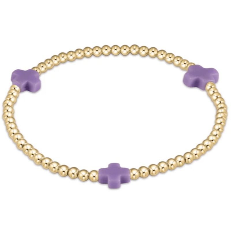 egirl Signature Cross 3mm Bead Bracelet – Purple