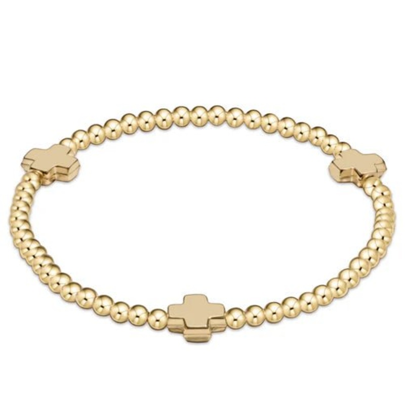 egirl Signature Cross Gold Pattern 3mm Bead Bracelet – Gold