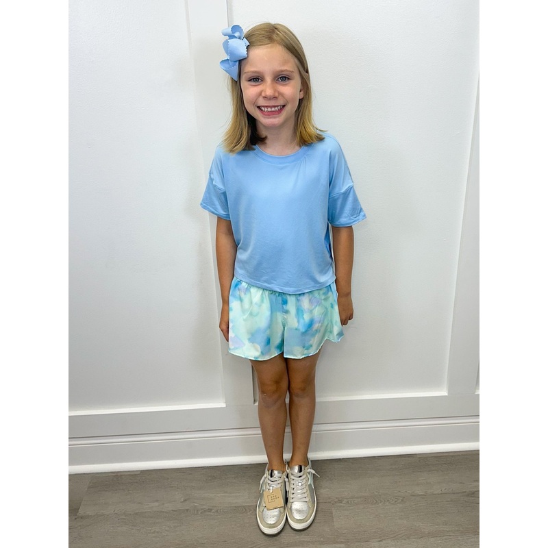 Girls Crossover Hybrid Shorts w/ Inner Pant – Tie Dye Ice/Nantucket Breeze