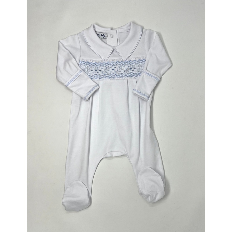 Lily & Lucas Smocked Collared Boy Footie – Lt. Blue