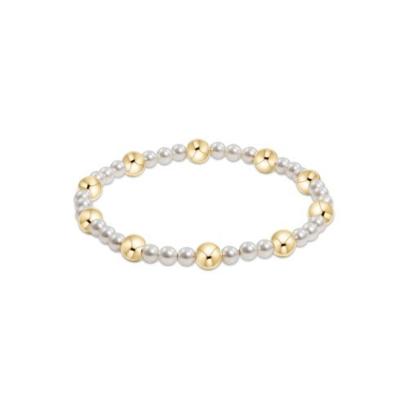 Pearl Sincerity Pattern 4mm Bead Bracelet – 6mm Gold