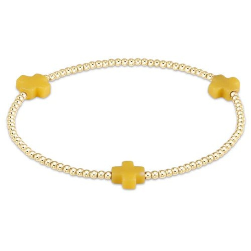 Signature Cross Gold Pattern 2mm Bead Bracelet – Canary