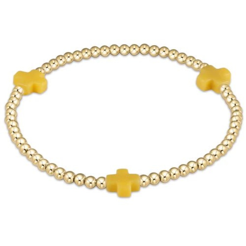 Signature Cross Gold Pattern 3mm Bead Bracelet – Canary
