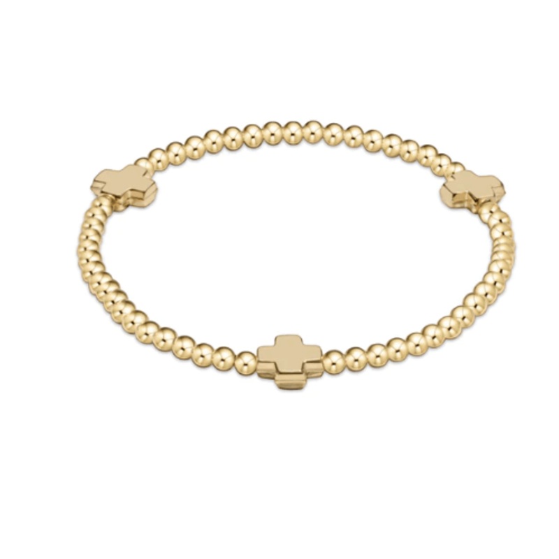 Signature Cross Gold Pattern 3mm Bead Bracelet – Gold