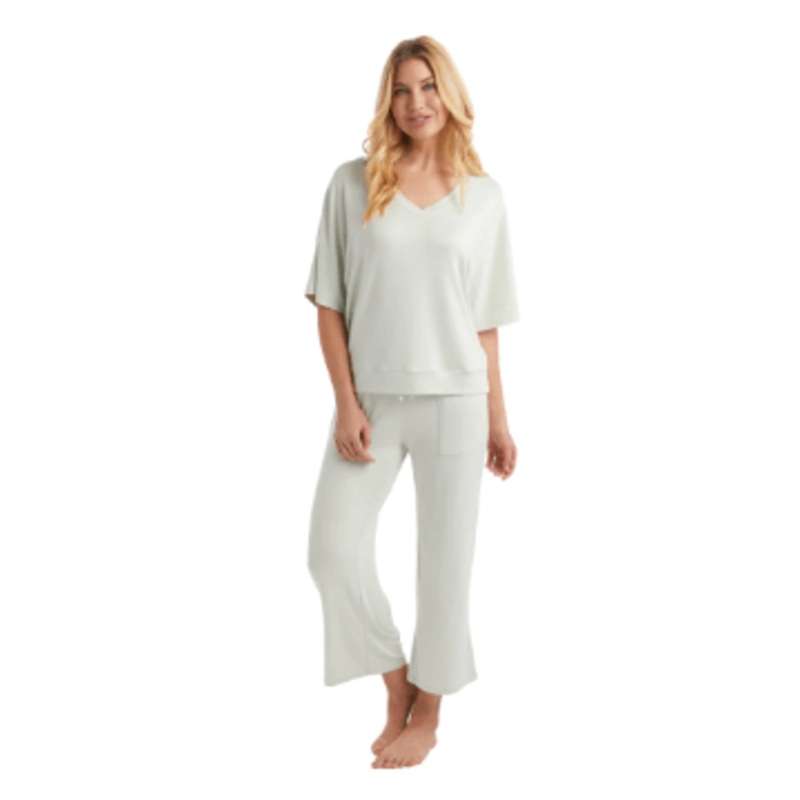 Dream Relaxed V-Neck w/ Capri Lounge Set – Sage