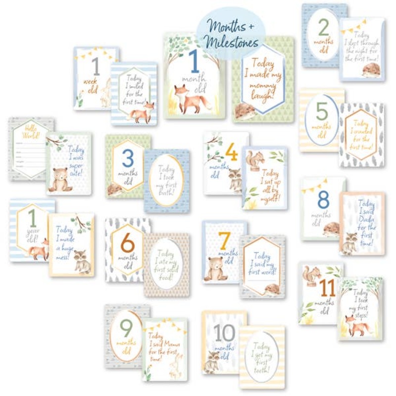 Itzy Moments Double Sided Milestone Cards – Woodland