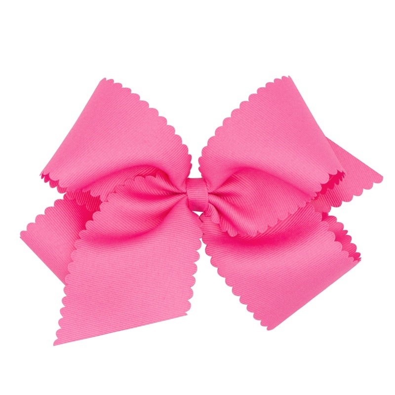 King Scalloped Edge Grosgrain Bow – Hot Pink