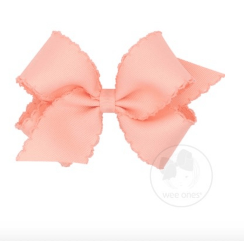 Medium Monotone Moonstitch Grosgrain Bow – Light Coral