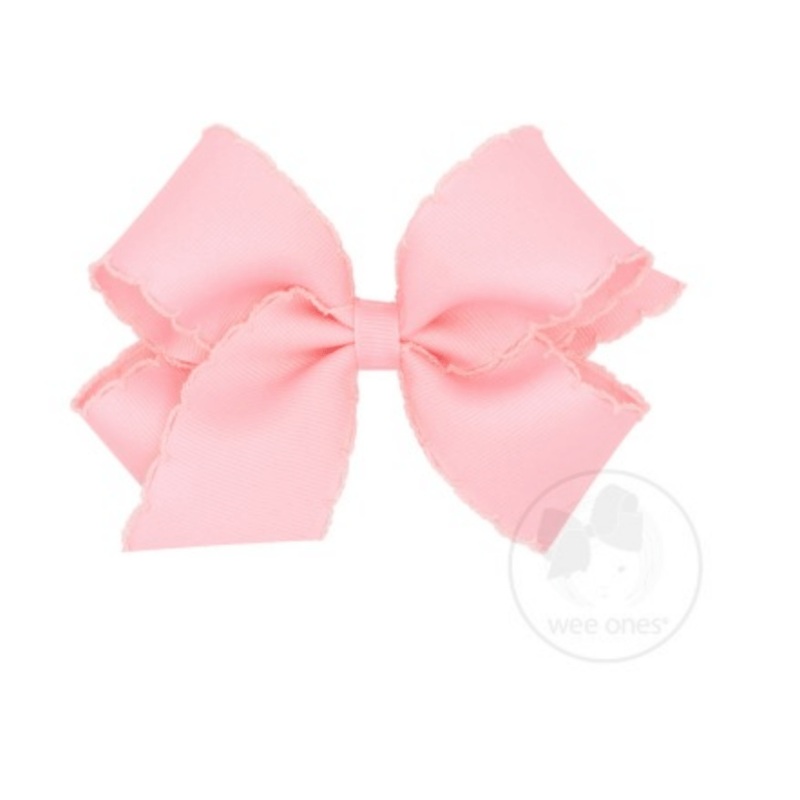 Medium Monotone Moonstitch Grosgrain Bow – Light Pink