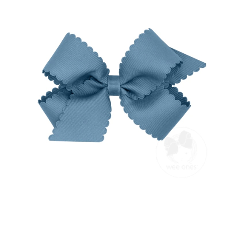 Medium Scalloped Edge Grosgrain Bow – Denim