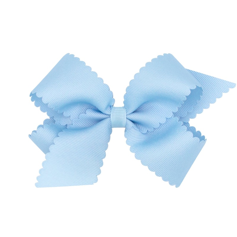 Medium Scalloped Edge Grosgrain Bow – Millennium Blue
