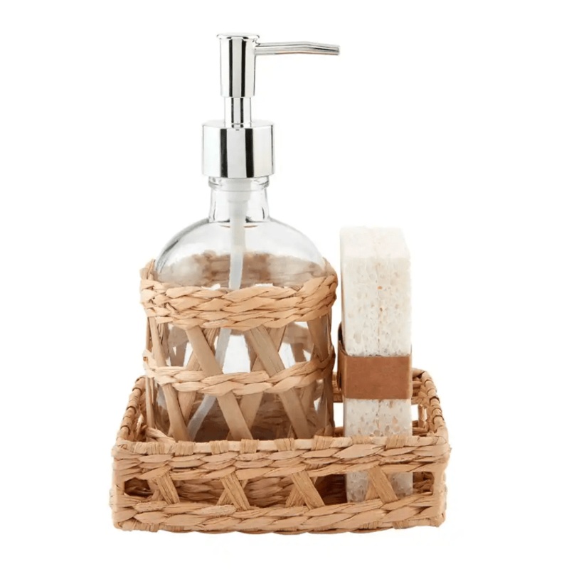 Woven Tray & Soap Pump Set