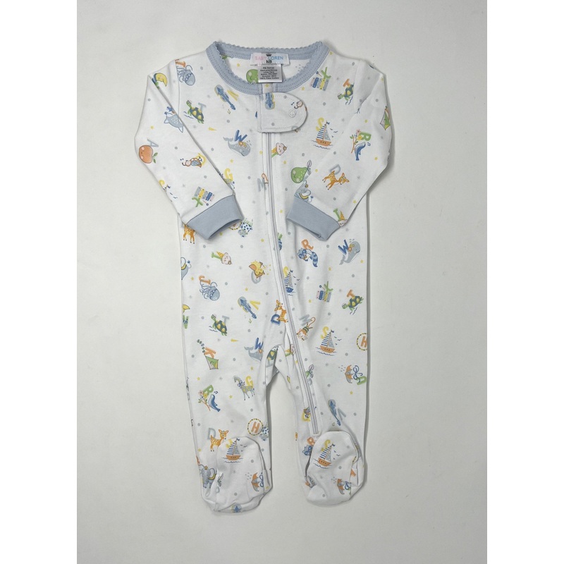 Blue ABC Baby Pima Zipper Footie