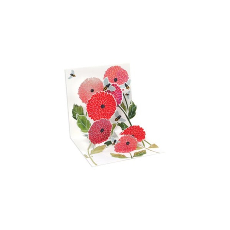 Dahlias and Bees Greeting Card